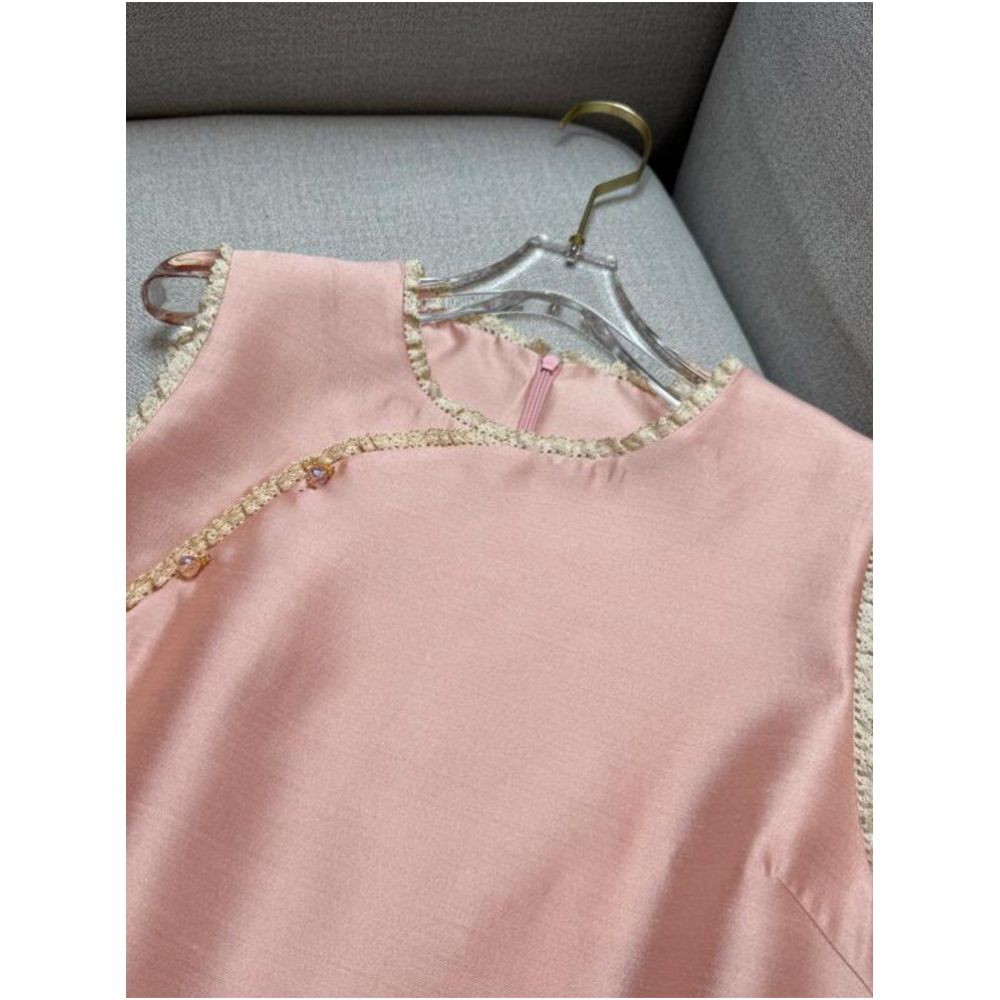 New Chinese style pink vest long skirt women s 2026 spring new pink high end design dress image 4