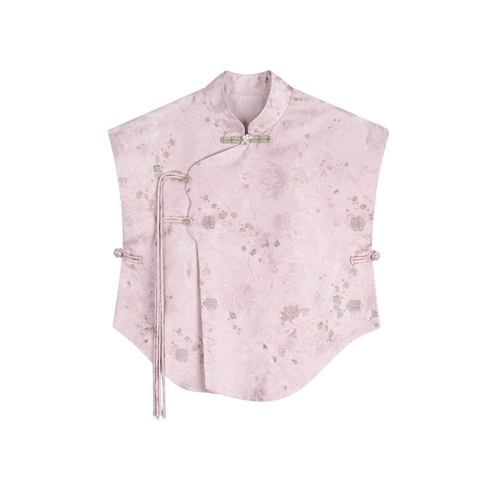 HECO lotus pond pattern new Chinese style lotus pond pattern Song brocade vest buttoned jacquard sleeveless top for women image 5