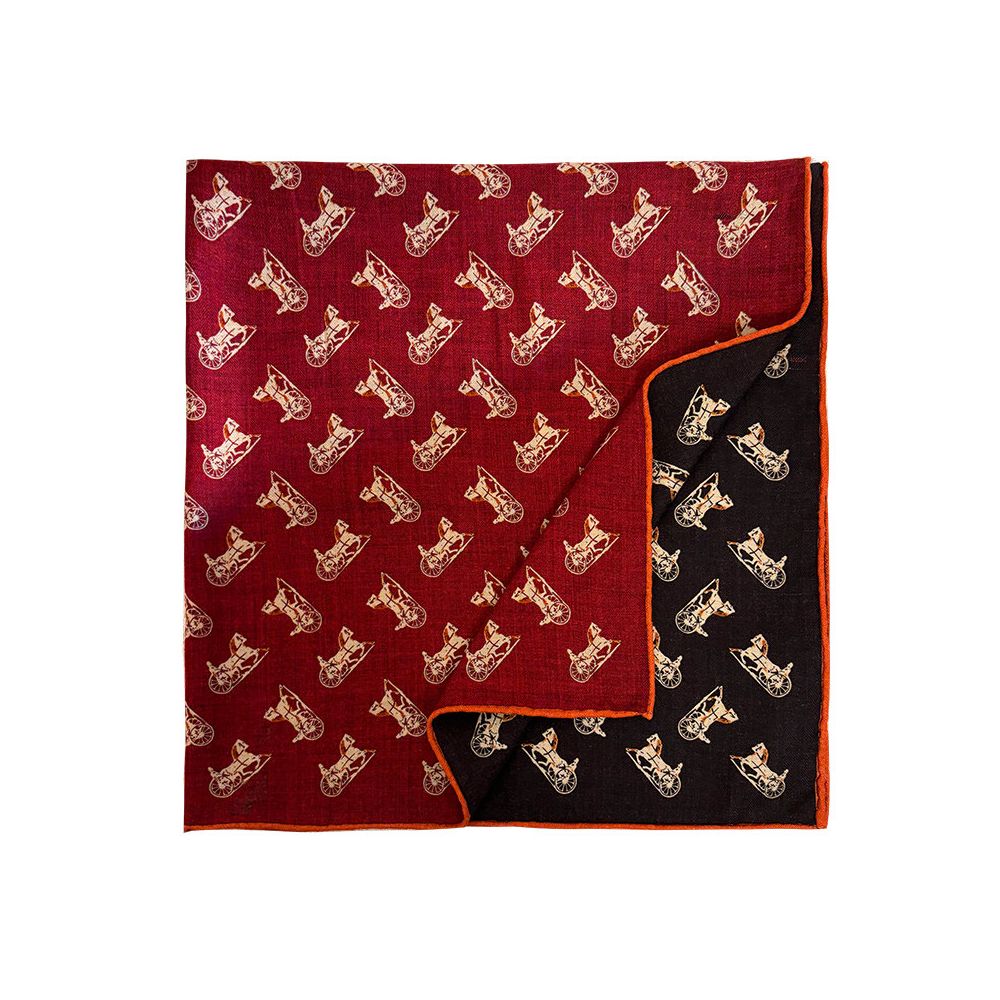 Italian red and black carriage Luxury silk and wool scarf versatile for women in spring and autumn multifunctional silk and wool square scarf shawl image 5