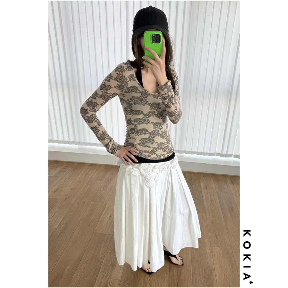KOKIA Spot Heavy Industry Handmade Disc Flower Pure Cotton Quantity Feeling Irregular Wrinkle Umbrella Skirt Half Body Skirt image 5