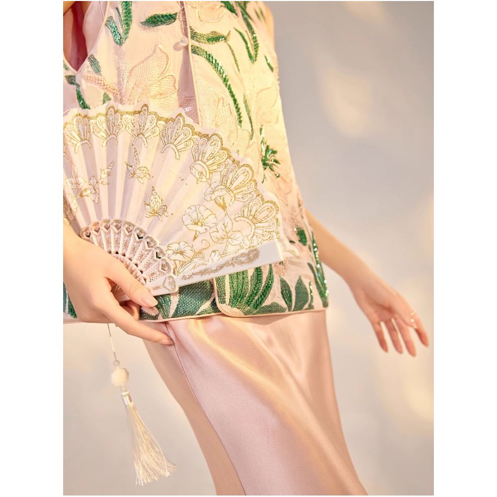 Tangdou Haute Couture Springtime Floral Pattern New Chinese Style Three Dimensional Floral Satin Embroidered Vest image 4