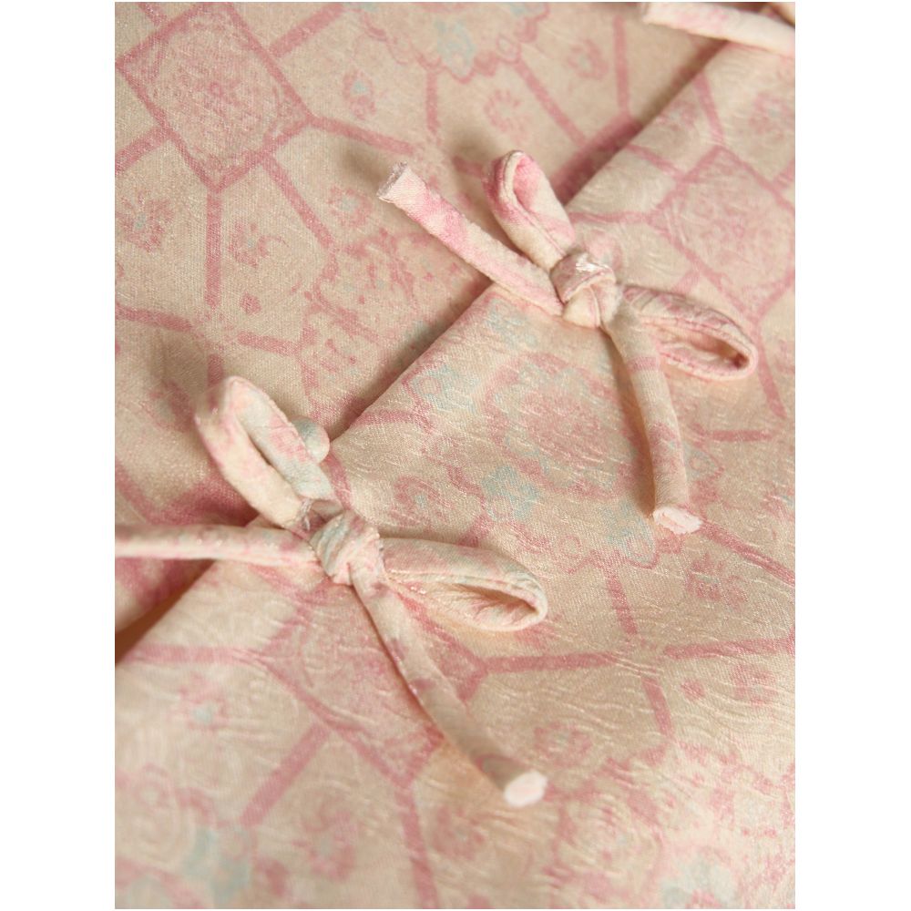 New Chinese style sweet and improved pink jacquard bow flower sleeveless vest and skirt suit for women new summer style image 4