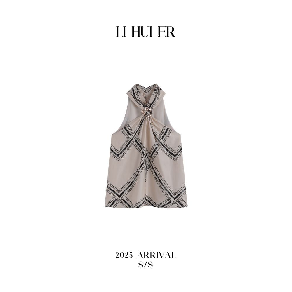 LiHuiEr 李慧儿 Twilight Street Corner Halter Neck Camisole Top for Women Summer Outerwear High End Sleeveless Vest image 4