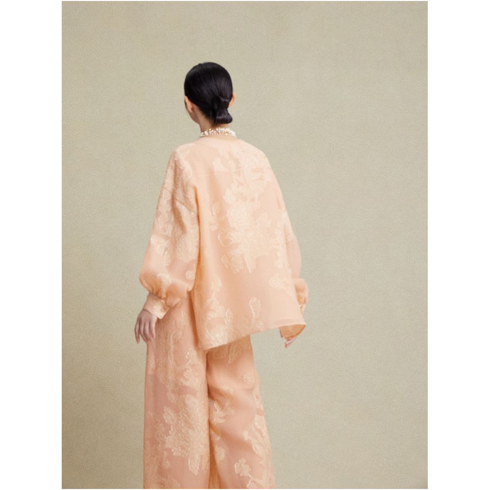 Nian Twelve Flower Festival Silk Cut Out Floral New Chinese Style Wide Leg Pants Simple Chinese Style Floor Length Lazy Long Pants image 4