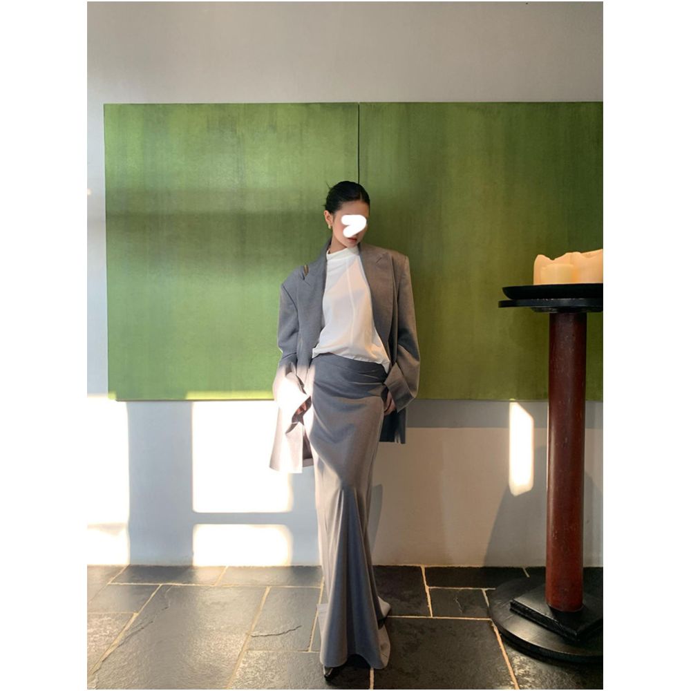 Drawdream French style luxury layered high neck shirt for women autumn style sophisticated fashionable loose fit elegant top image 2