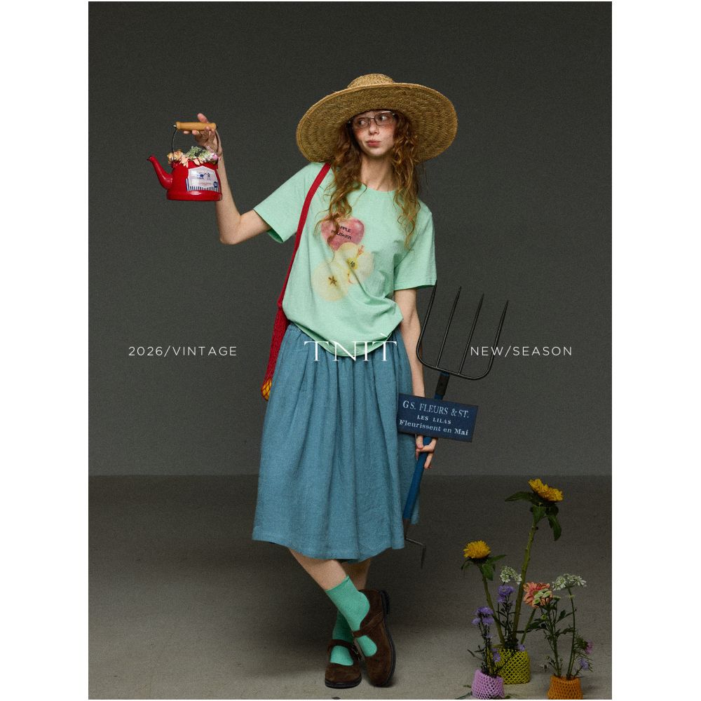 TNIT Retro Elastic Waist Slimming Wide Leg Skirt Pants Women s Summer Comfortable Loose Casual Versatile Pants image 2