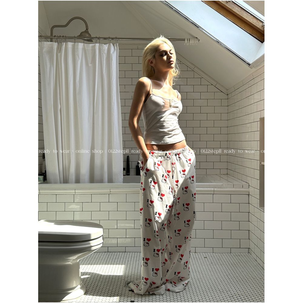 0122stepll K Doctor Printed Casual Pants Women s Summer Low Waisted Thin Loose Straight Leg Wide Leg Pants image 4