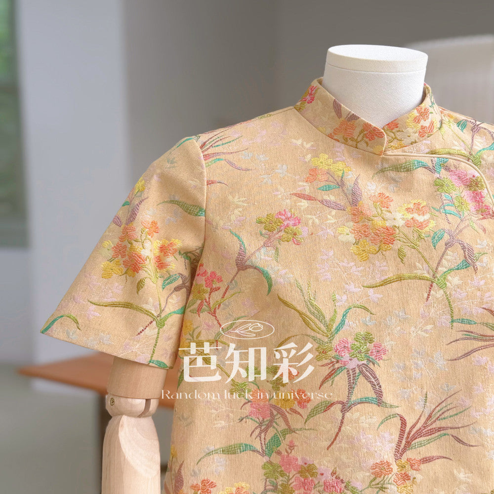 Sleeveless short style retro daily jacquard Hong Kong style qipao 2865 Chinese style heavy industry socialite light luxury dress image 77