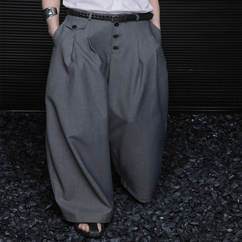 Moment gray trousers women 2025 spring and summer new drape high end casual loose handsome wide leg pants image 11