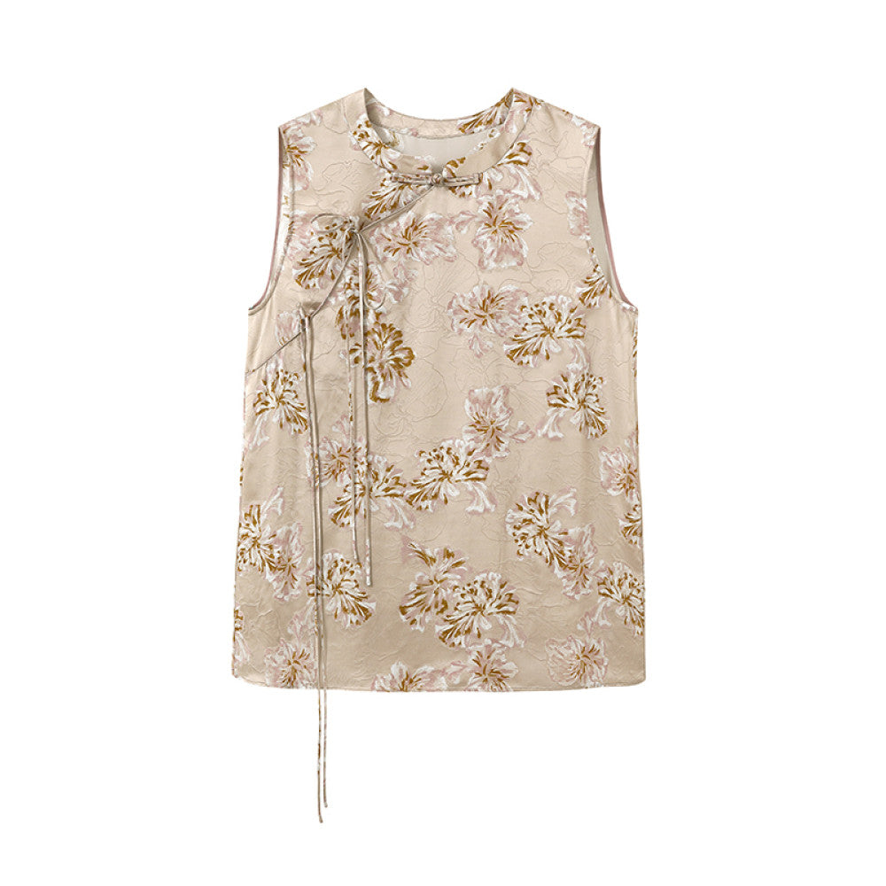Ruyi Lianyun Summer Silk Blended Slant Hemp Jacquard Shirt for Women New Chinese Style Chinese Style Retro Lace up and Buckle Top image 23