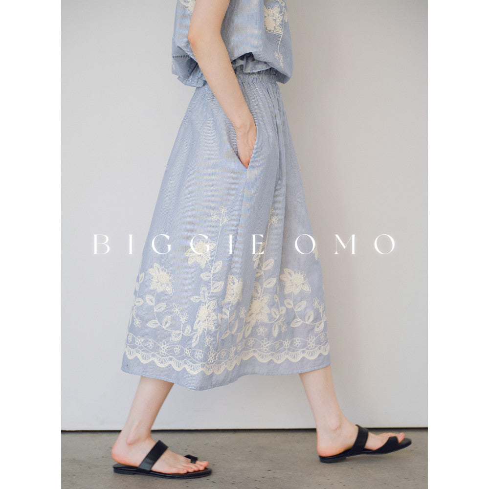 Biggie Omo Senyuji Blue Pinstripe Positioning Embroidered Vest Skirt Heavy Work Suit image 17