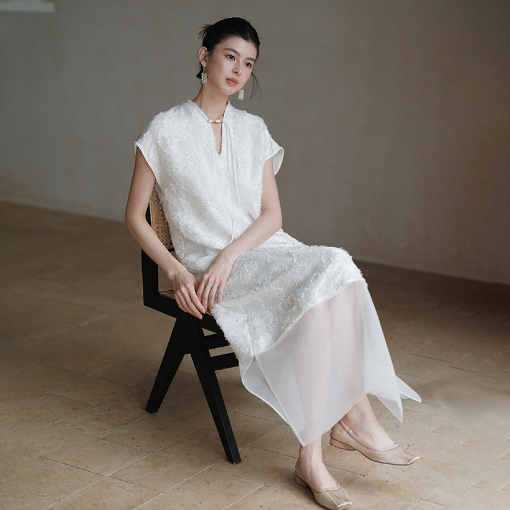 New Chinese style dress for women in the summer of 2025 with a lazy and relaxed Chinese style gentle and loose patchwork lace long skirt image 17