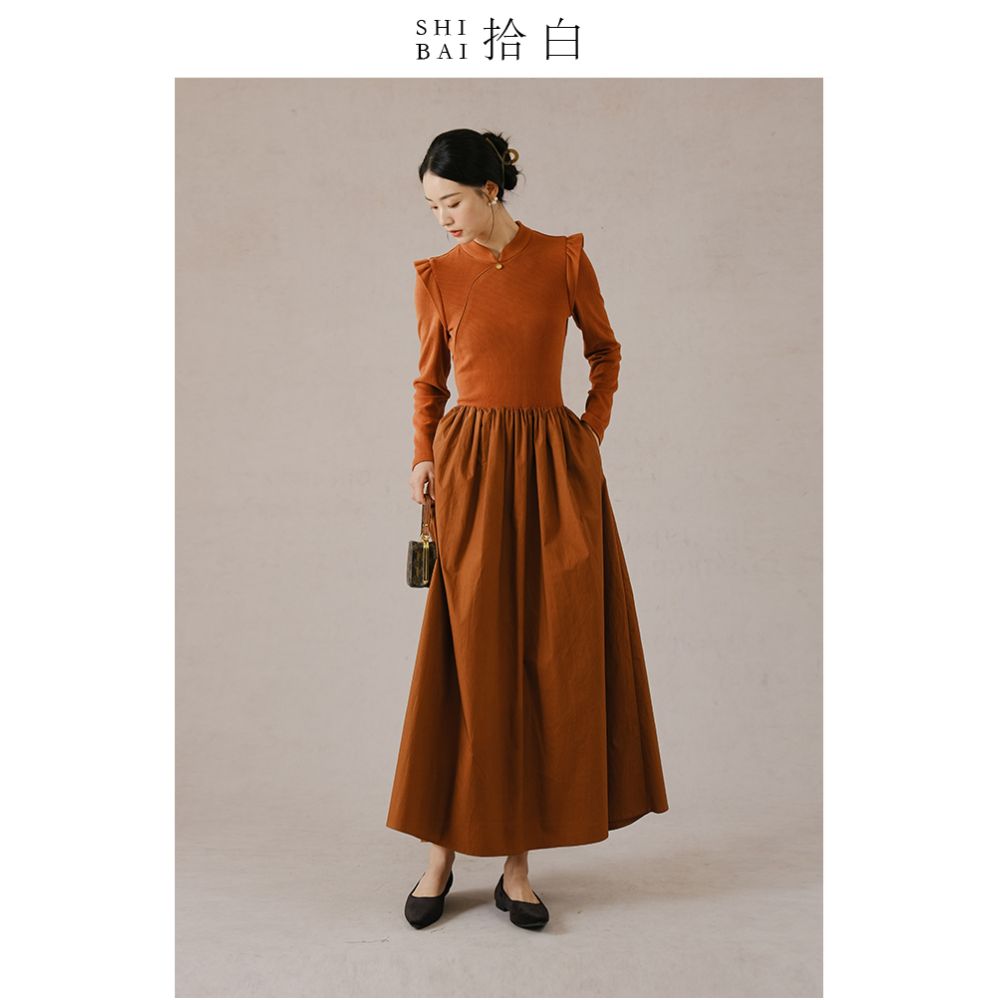 SHIBAI Picking up White Butterfly Playing Peony Original New Chinese style Pan Button Cotton Coat Velvet Jacquard Thick Cotton Coat for Women image 17