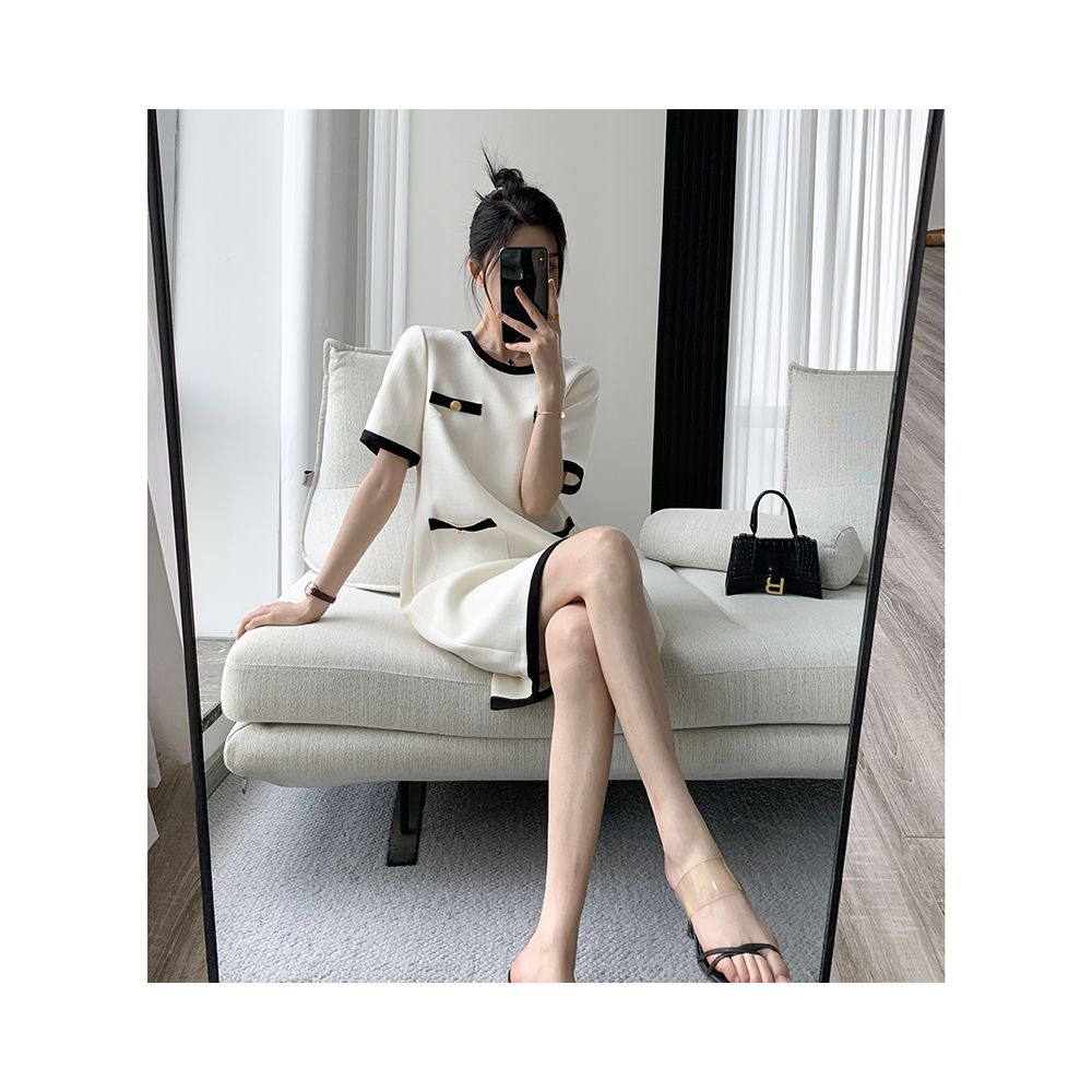 FT GUOGE small fragrant style dress for women in summer 2025 new high end French retro temperament white short skirt image 11