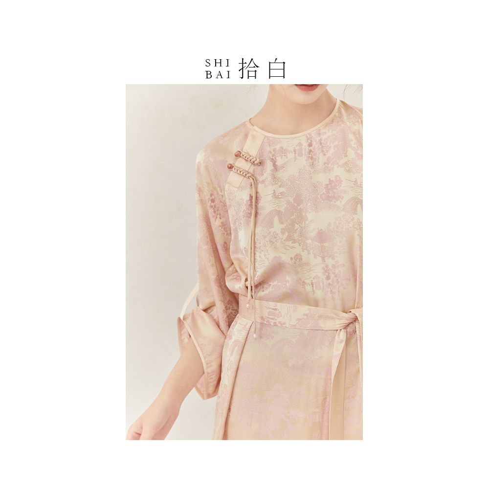 Shibai New Chinese Qingming Shanghe Tu National Style Jacquard Dress Female Original Spring Summer New Improved Long Dress image 11