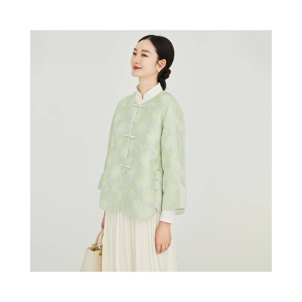 Floating Cloud Hall Wind refreshing Chinese style button blue printed short jacket women 2025 autumn national style Zen Zen clothing image 29