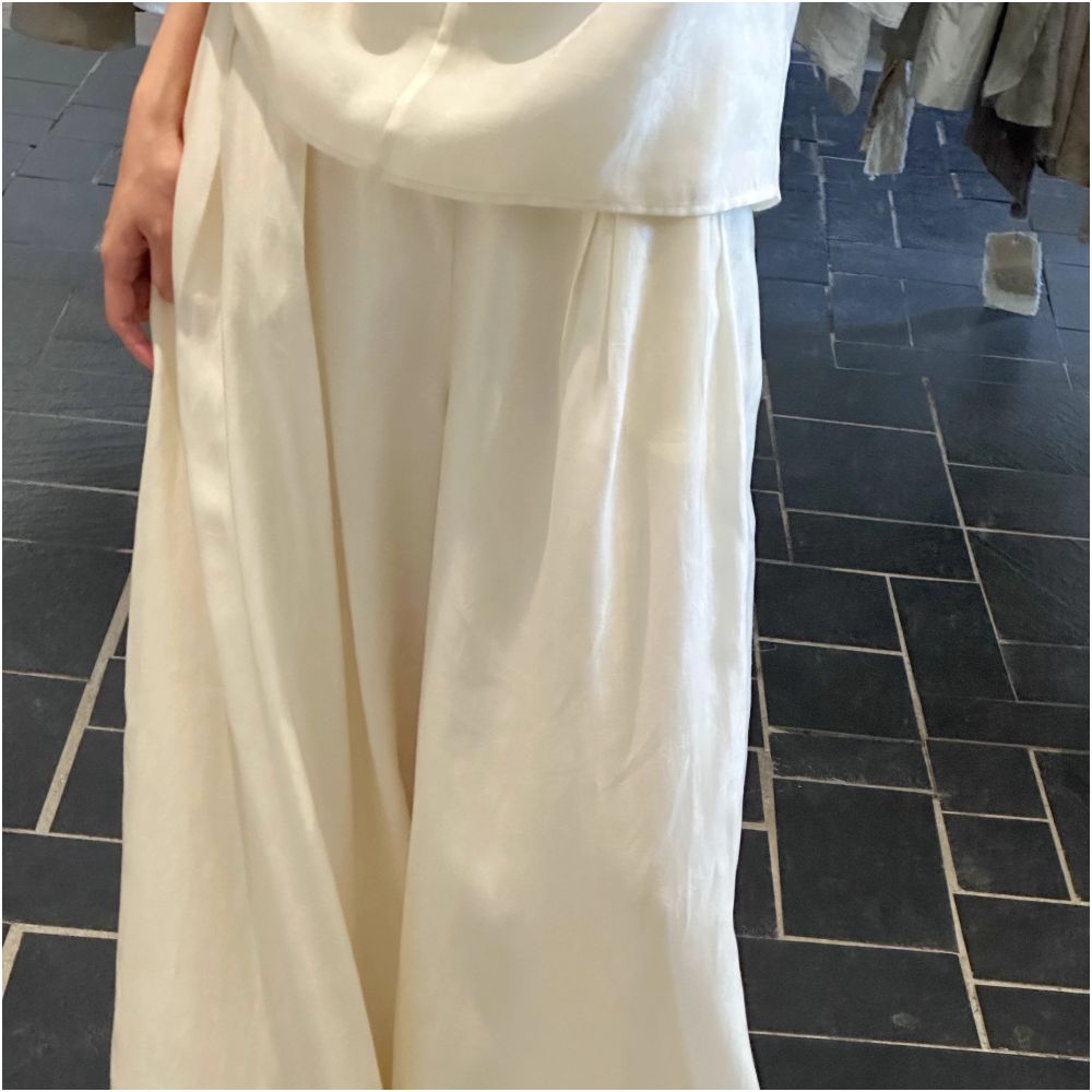 Ti Ti Ru and off white Tencel wide leg pants with dark jacquard patterns summer lazy and loose casual pants image 7