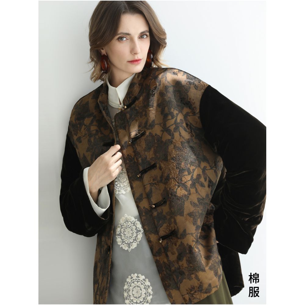 Pre sale COCOBELLA New Chinese Jacquard Satin Coat Women s Chic Dan Qing Silk Velvet National Style Top SC3203 image 16