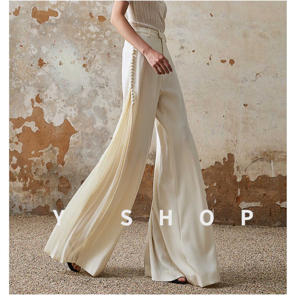 Wei Pu ShiRen s highly recommended light luxury vinegar splicing pleated elegant temperament wide leg pants for women s personality trend image 13