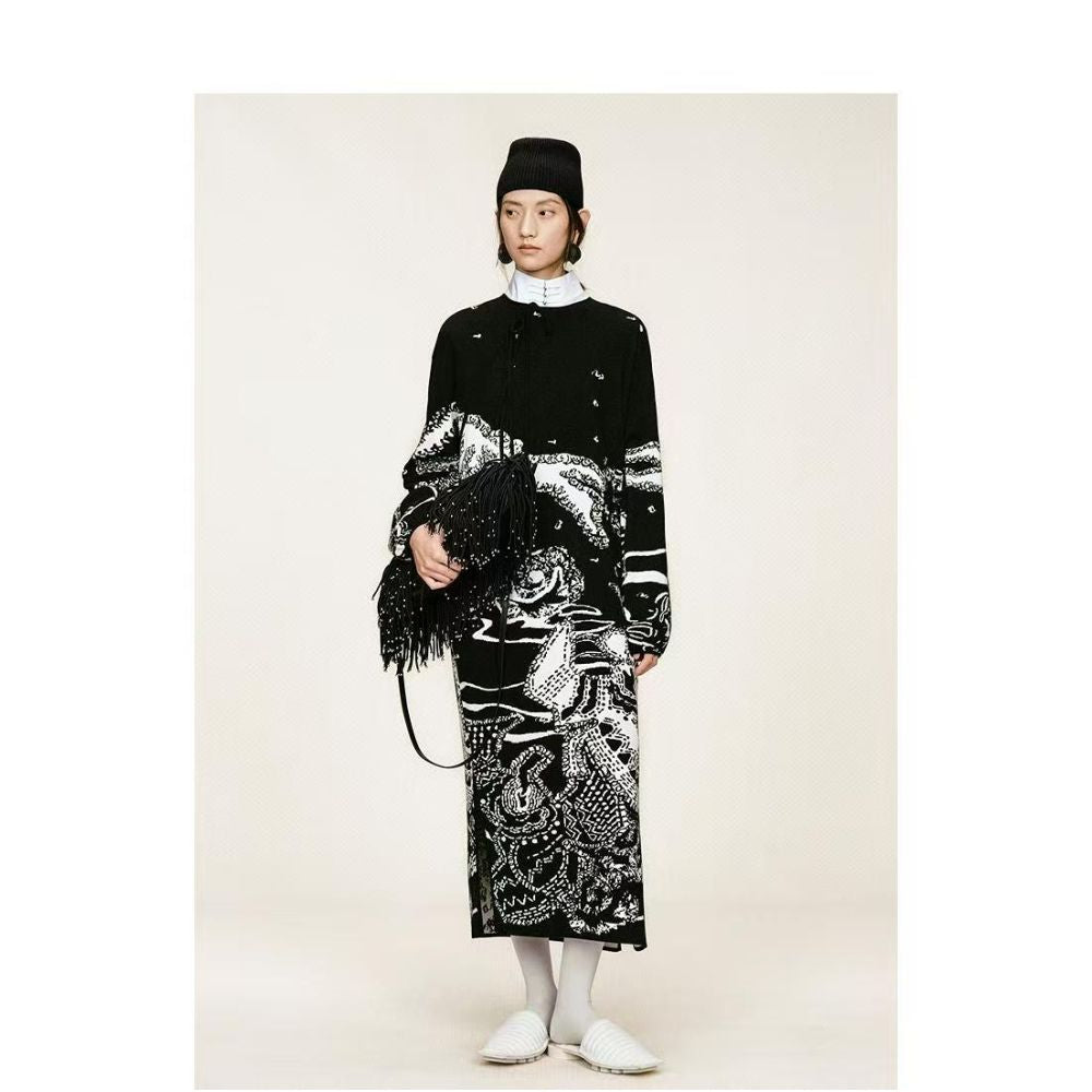 ZCY 2025 Winter New Oriental Slant Front Jacquard Knitted Dress image 9