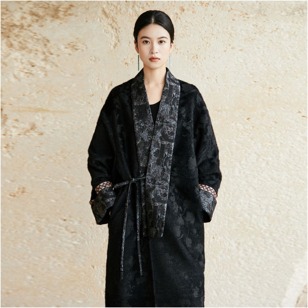 Anytime Qichen Badayun Patchwork Fabric New Chinese Ethnic Style Wool Jacquard Coat for Women image 11