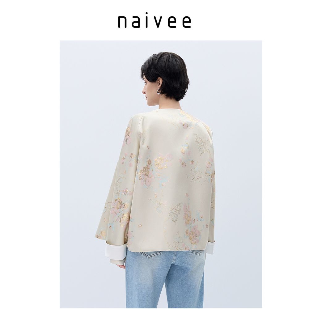 Naivee 25 Autumn New Chinese Light Chinese Style Clothes Heavy duty Jacquard Short Coat Women s Old Money Style Dressing image 5