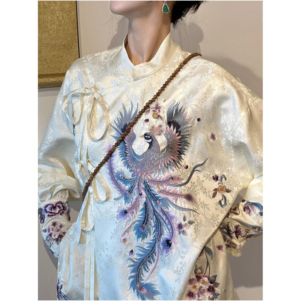 New Chinese style retro heavy industry embroidery jacket for women in spring with a high end feel and a beautiful light yellow top image 4