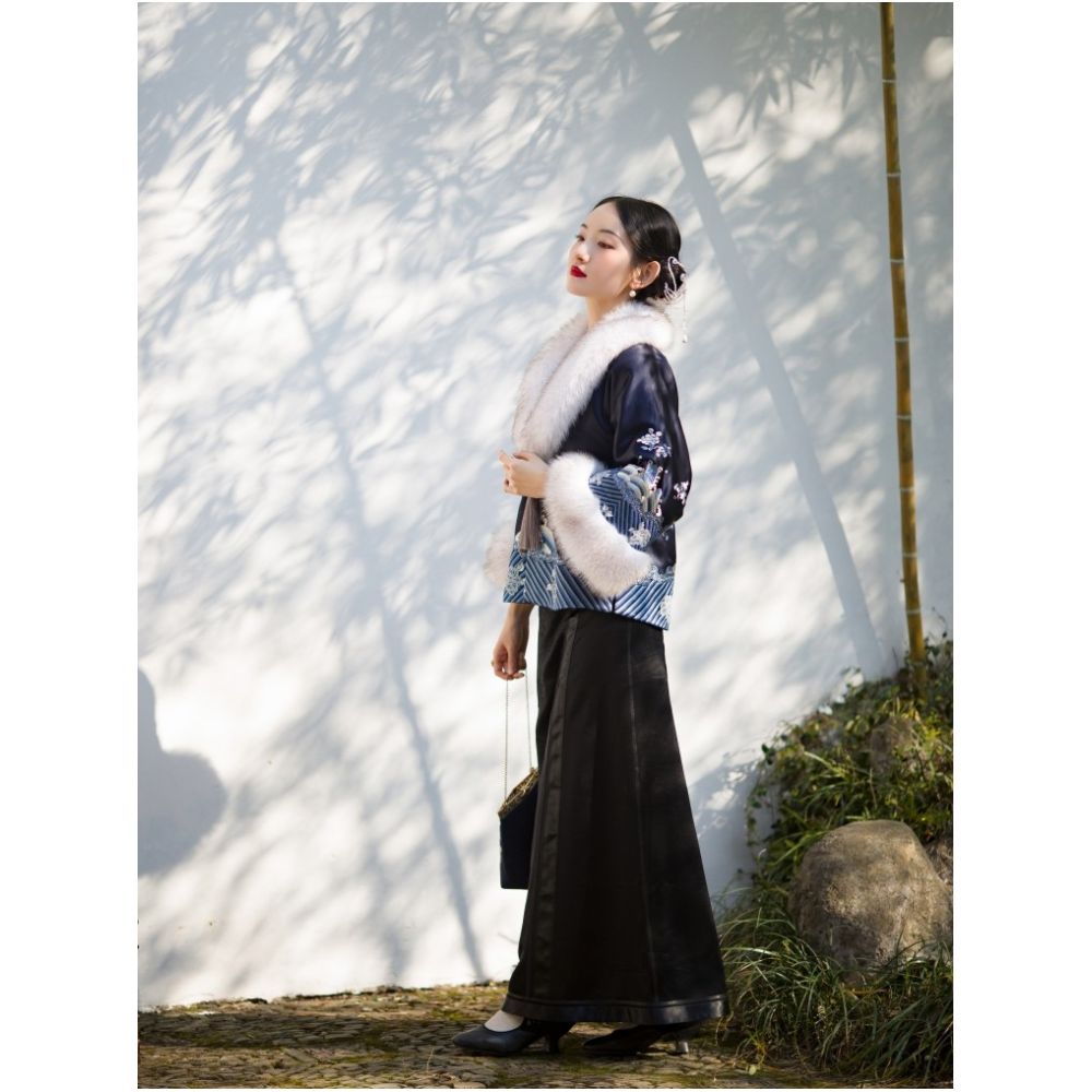 Soft branches and evening atmosphere One city style fluff Spring and Autumn retro embroidered horse face skirt Chinese style half skirt versatile for daily wear for women image 4