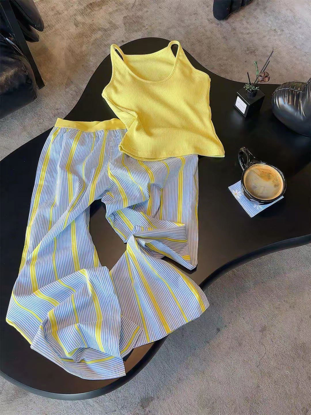 ASAYA7470 โ Lemon Breeze Stripe Set ๐๐