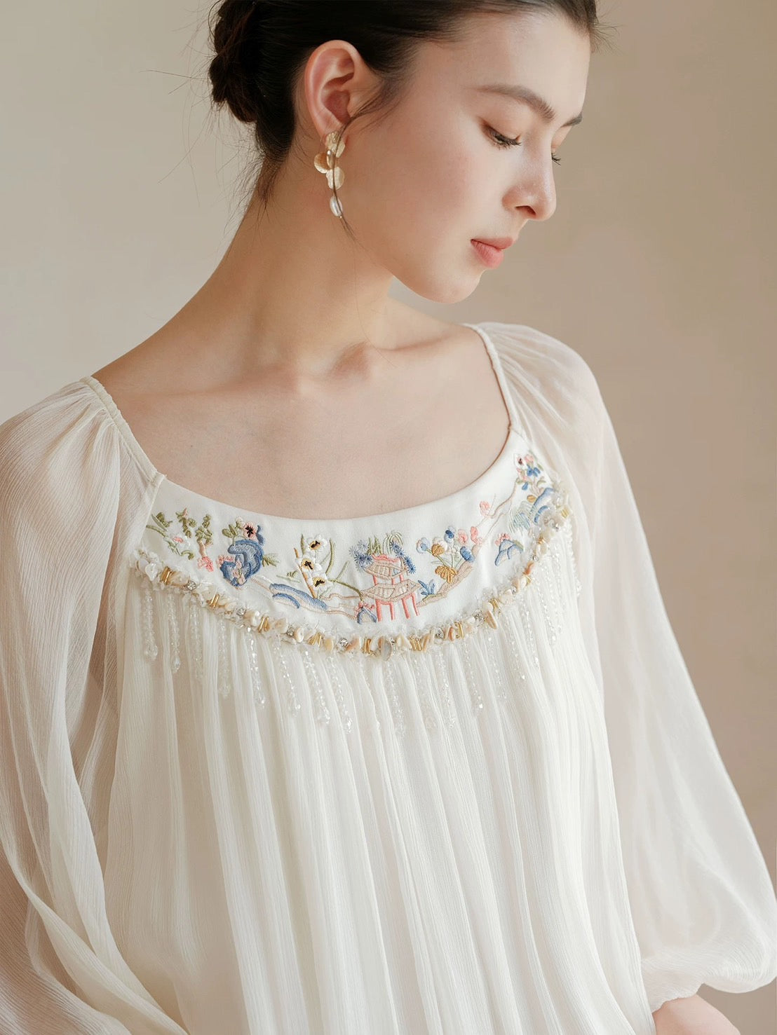 ASAYA4888 – Ivory Serenity Embroidered Maxi Dress 🌸✨