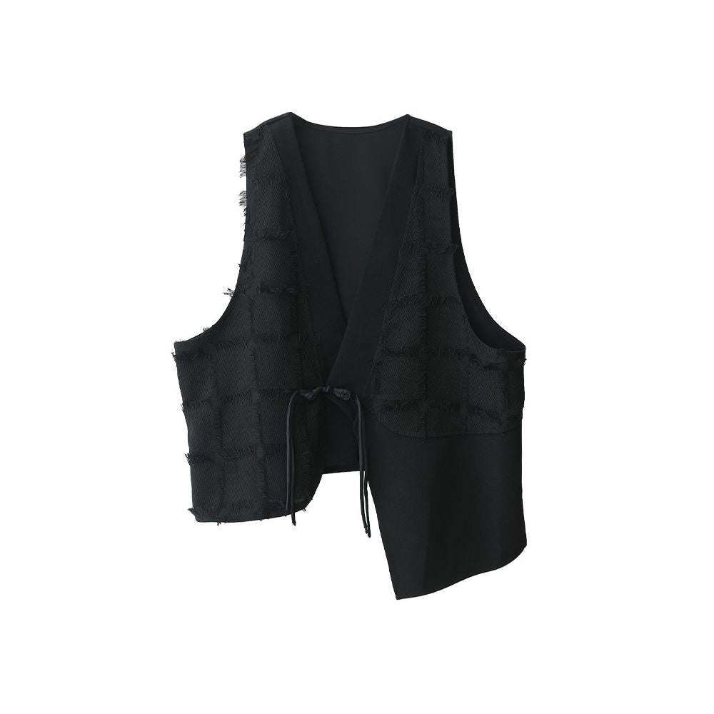 Xiao Er s West Window Bamboo New Chinese Style One Button V neck Vest Style Retro Stacked Top for Women image 5