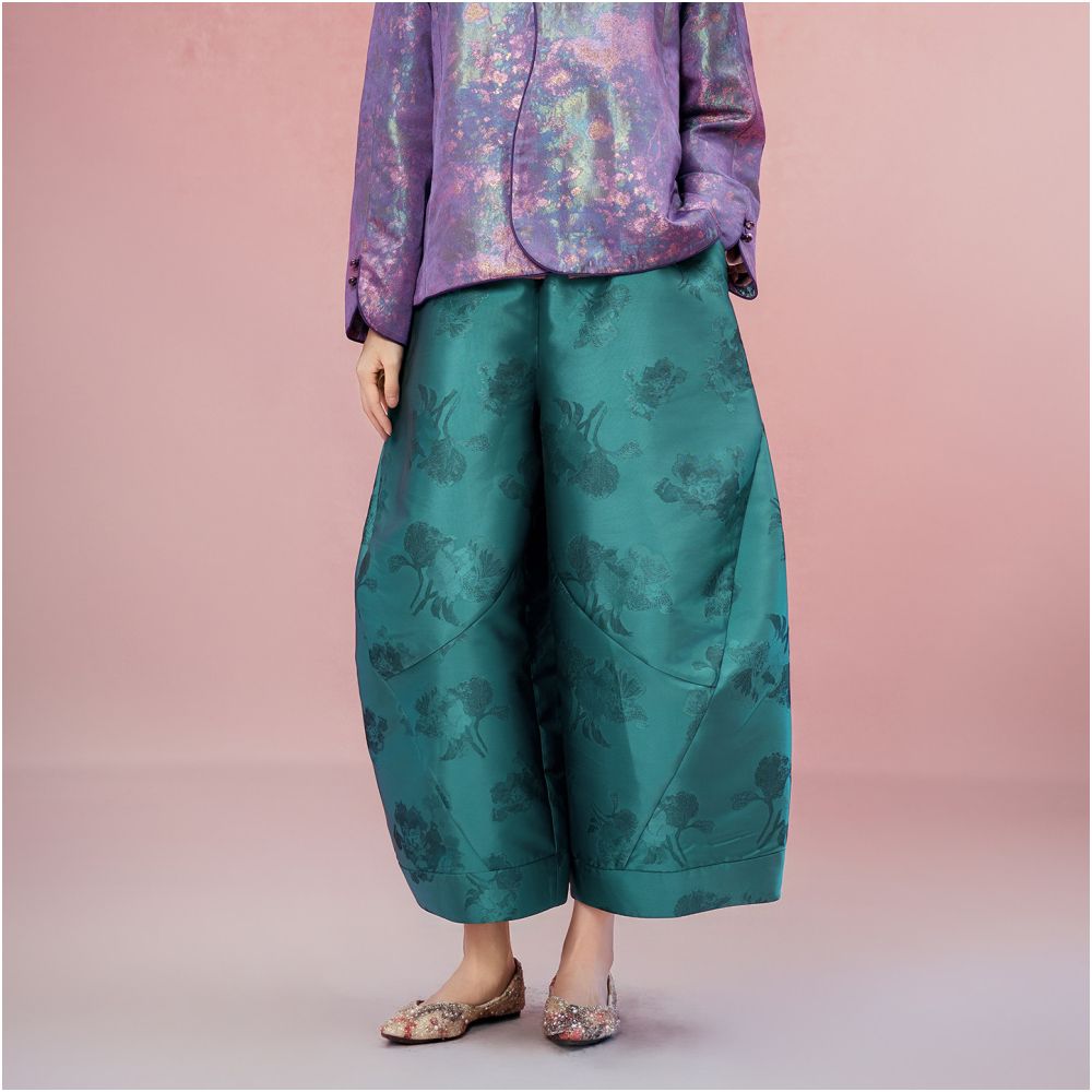 Three color Jiqiu Gu er Yuzhi casual pants classic flower bud dark pattern jacquard 2025 autumn new style Chinese retro image 3