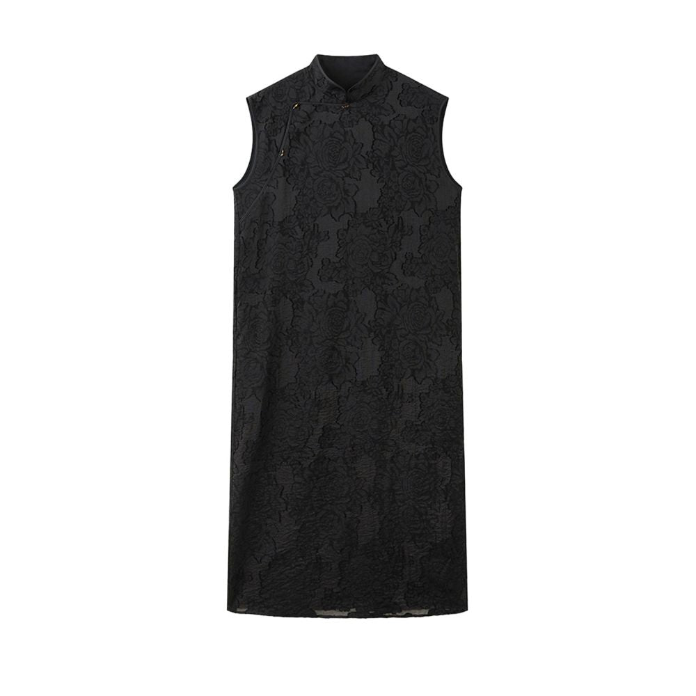 ASAYA5841 – Ivory Noir Jacquard Cheongsam Dress 🤍🖤