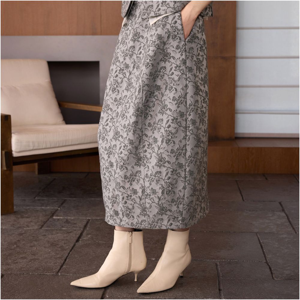 Ruyi Lianyun Hongxi Winter New Jacquard Half length Skirt Women s New Chinese Style Chinese Style Elastic Waist Split Flower Bud Skirt image 2