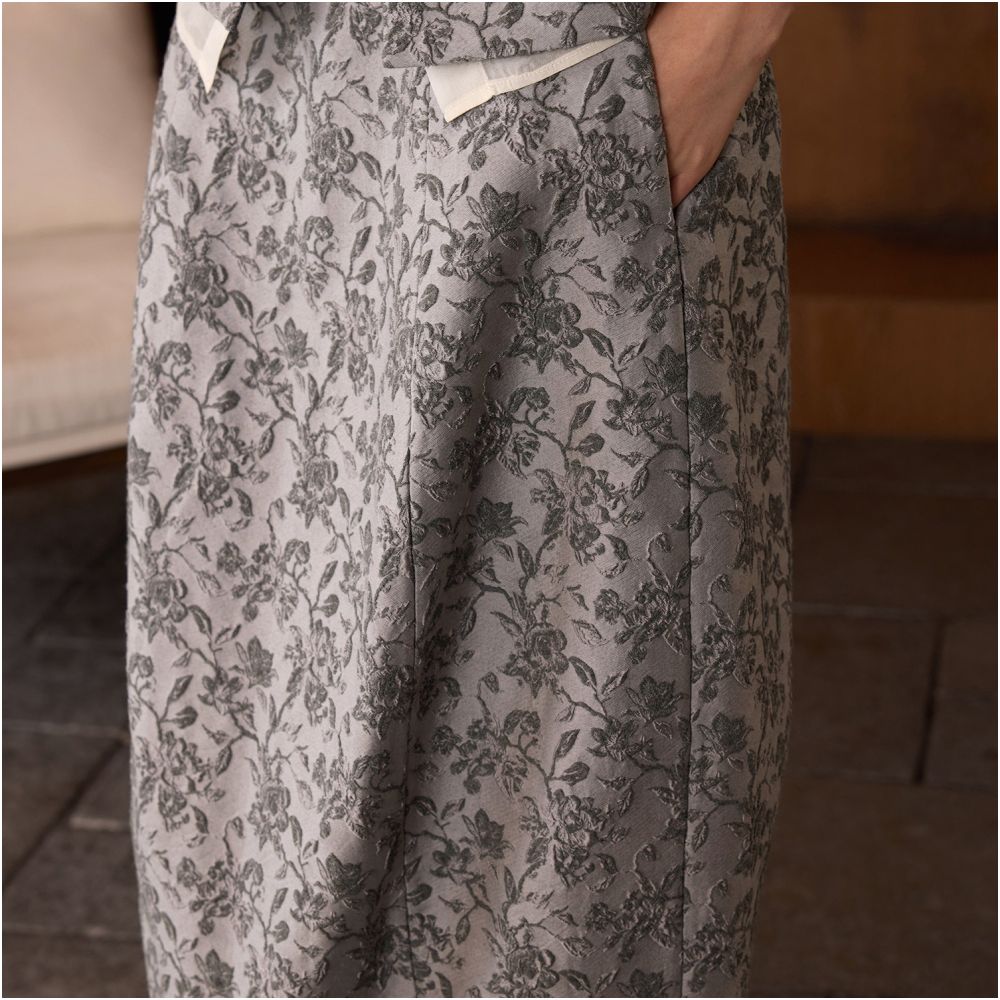 Ruyi Lianyun Hongxi Winter New Jacquard Half length Skirt Women s New Chinese Style Chinese Style Elastic Waist Split Flower Bud Skirt image 5
