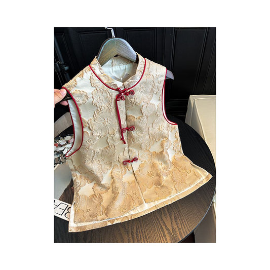 ASAYA5854 – Golden Bloom Cheongsam Vest ✨🌸