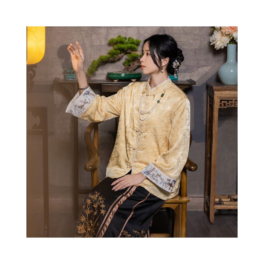 ASAYA5857 – Golden Heritage Embroidered Jacket ✨🌼