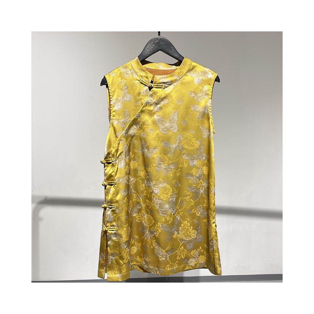 ASAYA5859 – Golden Butterfly Sleeveless Cheongsam Top 🦋✨