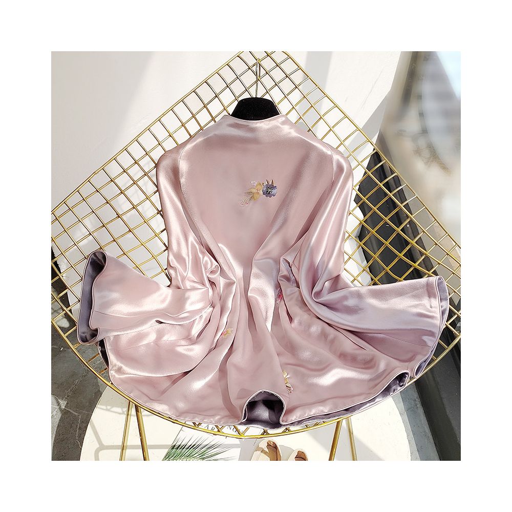 Pink reversible Chinese style Tang suit top autumn retro new Chinese embroidered loose acetate satin casual jacket for women image 2