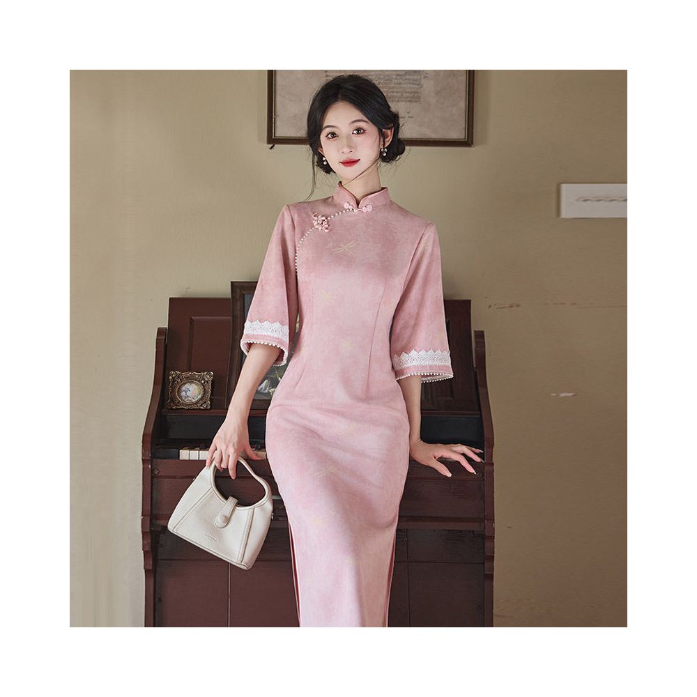 ASAYA5869 – Golden Grace Modern Qipao ✨🌼