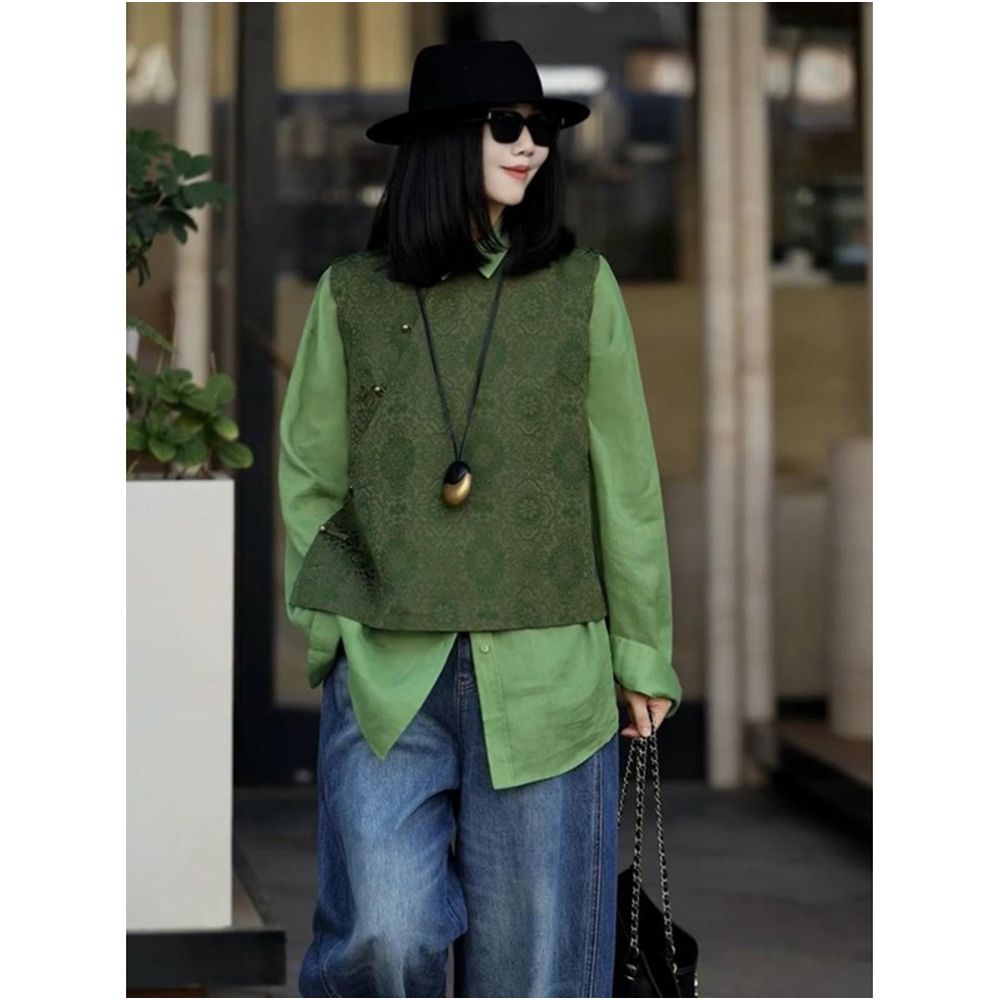 ASAYA5870 – Forest Muse Layered Top 🍃🖤