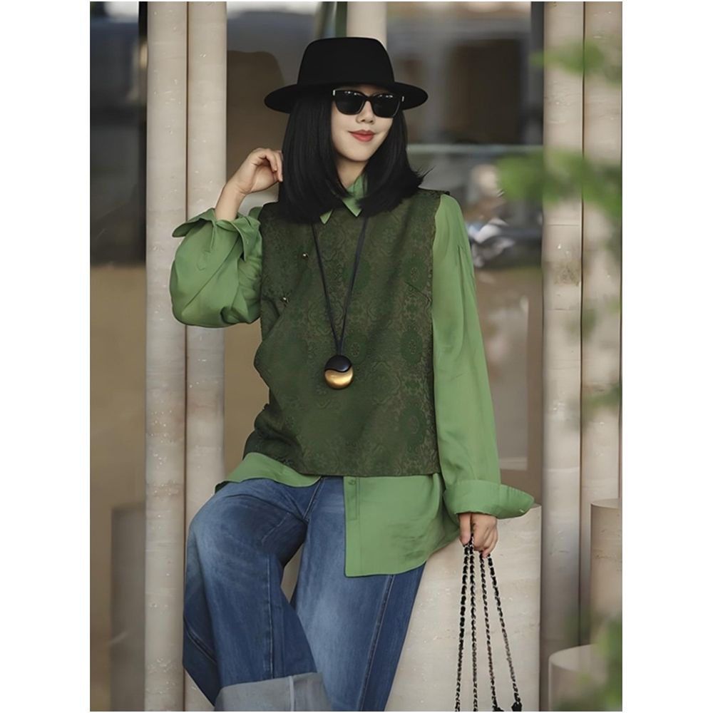 ASAYA5870 – Forest Muse Layered Top 🍃🖤