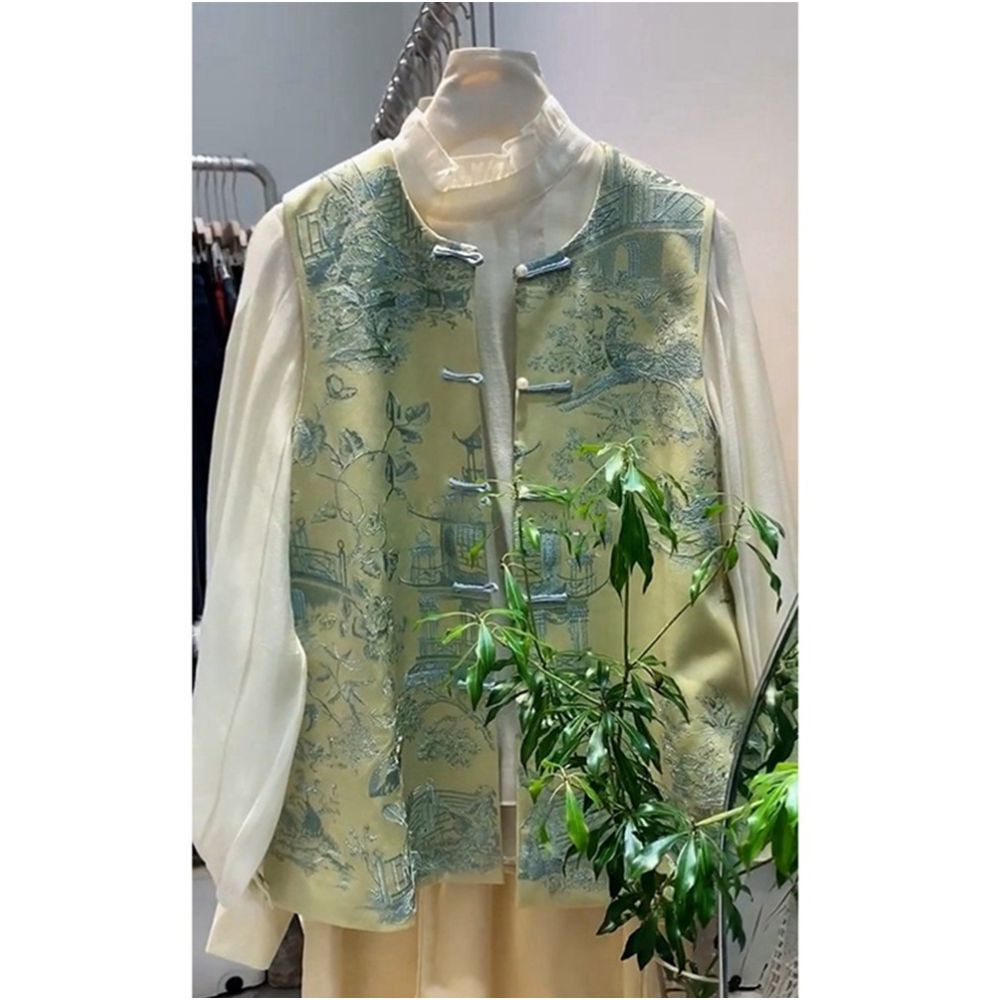 ASAYA5872 – Jade Garden Embroidered Vest 🌿🕊️
