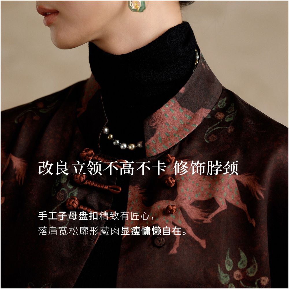 Interface 30 mm pure silk fragrant cloud yarn new Chinese style young version jacket for women 2025 Year of the Horse New Year s robe and New Year s clothing image 4
