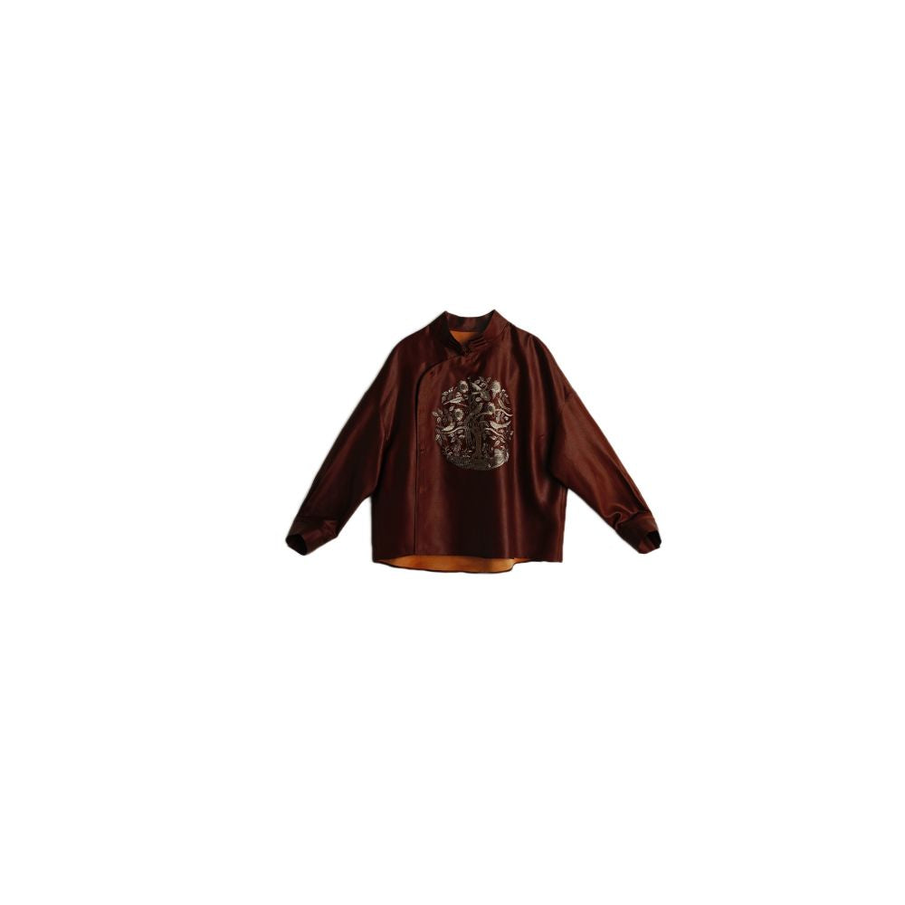 Interface New Chinese Intangible Cultural Heritage Silk Fragrant Cloud Yarn Embroidered Top Luxury and Elegant Mulberry Silk Shirt Women s 2025 New Style image 4