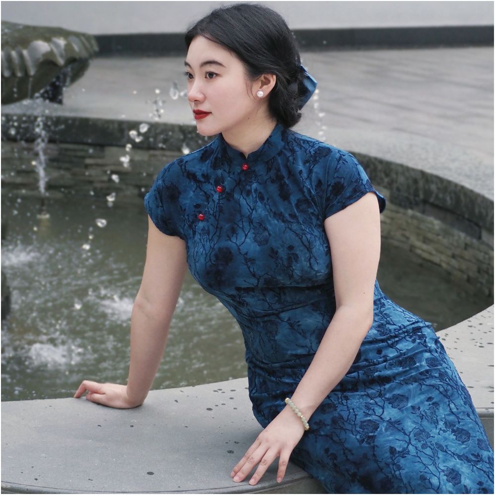 Jiangnan catkins Large size cheongsam fat mm slimming and covering belly new Chinese style improved dress slightly overweight daily short sleeved temperament image 3