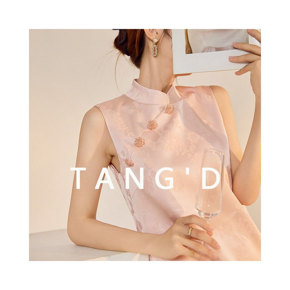 Tang Dou Gao Ding Yue Fu Hong Chinese style light luxury A line skirt for women new Chinese embroidery stand up collar cheongsam dress for women image 0