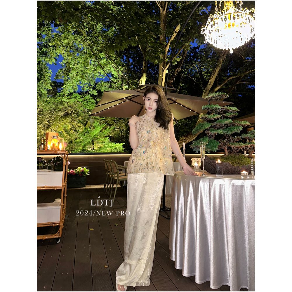 LDTJ haute couture top with autumn fragrant betel new Chinese style heavy industry embroidery beads organza old money style temperament vest woman image 1