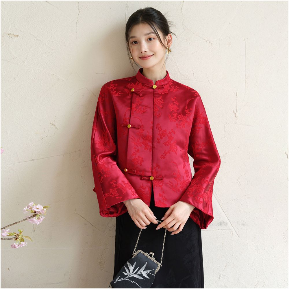 Chuchan Intangible Cultural Heritage Zhangrong Satin Coat for Women 25 Winter New Style Noble New Chinese Style Cotton New Year Coat with Velvet Flowers image 0