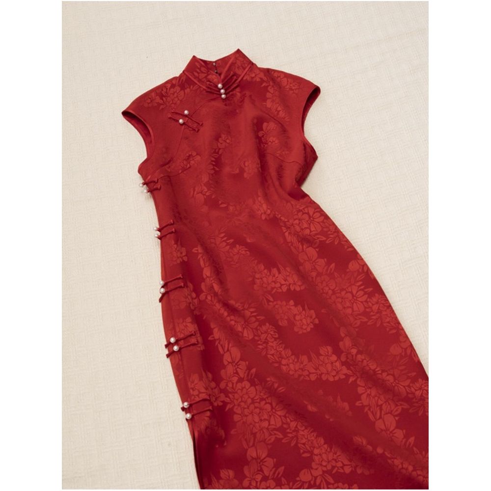Counter Withdrawal 2025 Summer New Chinese Style Unique Exquisite Elegant Elegant Slimming Red Sleeveless Dress for Children image 0